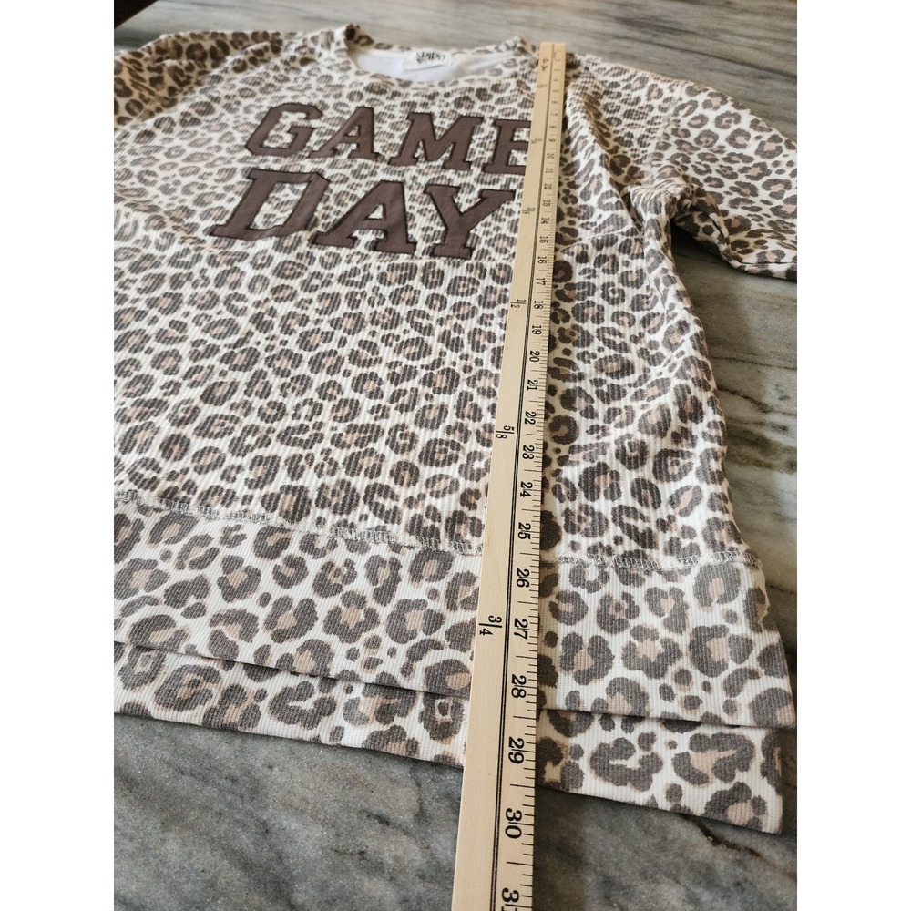 NWOT Boutique Leopard Print Game‎ Day Long Sleeve Ribbed Sweatshirt Top XLarge - Picture 9 of 9